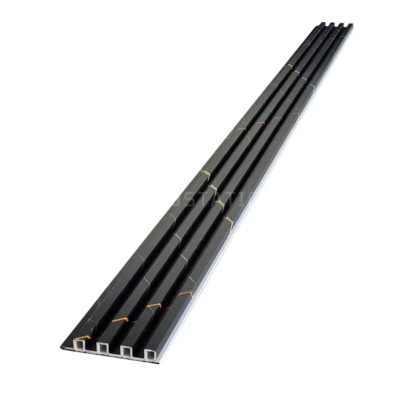 Black Marble-Effect WPC Fluted Panel