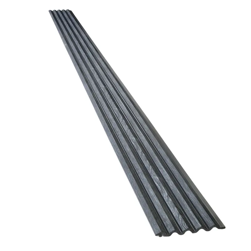 Textured Charcoal Grey Fluted Panel with Black Trims
